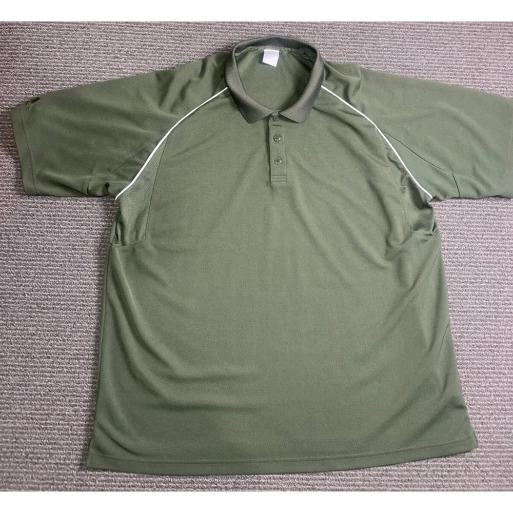 Adidas Men Short Sleeve Polo Shirt Size 2XL Green Polyester Pullover Golf Tennis